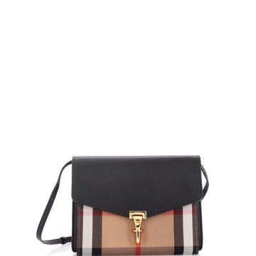Burberry Macken Crossbody Bag Leather and House Check Canvas Small