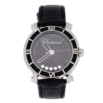 Chopard Happy Sport Quartz Watch Stainless Steel and Alligator with 5 Floating Diamonds 30