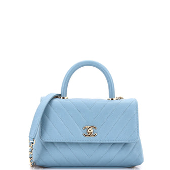 Chanel Coco Top Handle Bag Chevron Caviar Mini