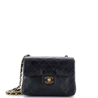 Chanel Vintage Square Classic Single Flap Bag Quilted Lambskin Mini