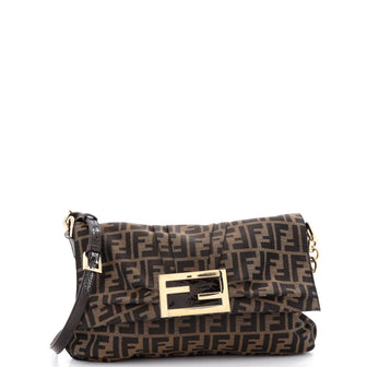 Fendi Mia Flap Crossbody Bag Zucca Canvas Medium