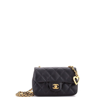 Chanel Heart Charms Flap Bag Quilted Lambskin Mini