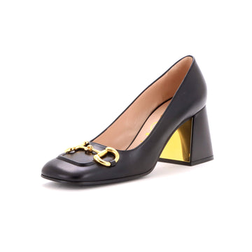 Gucci Women's Horsebit Mid-Heel Pumps Leather