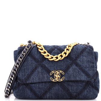 Chanel 19 Flap Bag Quilted Denim Large