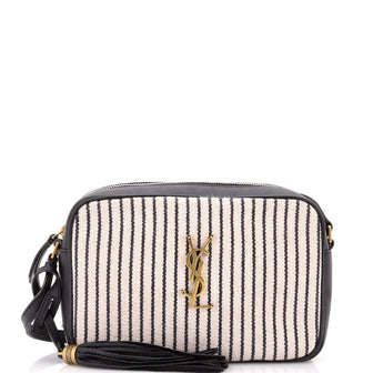 Saint Laurent Lou Camera Bag Striped Canvas and Leather Small