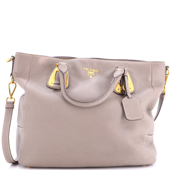 Prada Side Zip Convertible Tote Vitello Daino Large