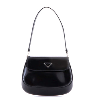 Prada Cleo Flap Shoulder Bag Spazzolato Leather Small