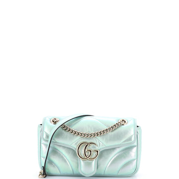 Gucci GG Marmont Flap Bag Chevron Iridescent Leather Small