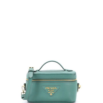 Prada Convertible Top Handle Vanity Shoulder Bag Vitello Daino Mini