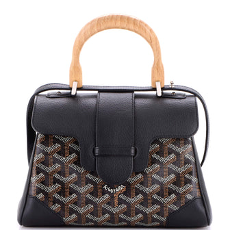 Goyard Saigon Top Handle Bag Coated Canvas with Leather Mini