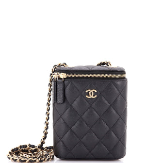 Chanel Vertical Classic Vanity Case with Chain Quilted Caviar Small