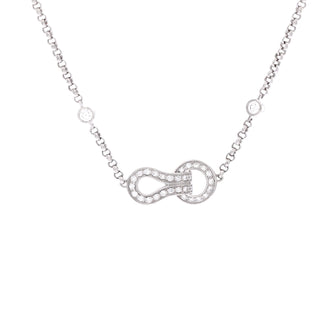 Cartier Agrafe Cable Chain Necklace 18K White Gold with Diamonds