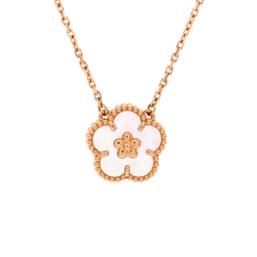 Van Cleef & Arpels Lucky Spring Plum Blossom Pendant Necklace 18K Rose Gold and Mother of Pearl