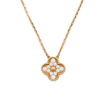 Van Cleef & Arpels Vintage Alhambra Pendant Necklace 18K Yellow Gold and Diamonds
