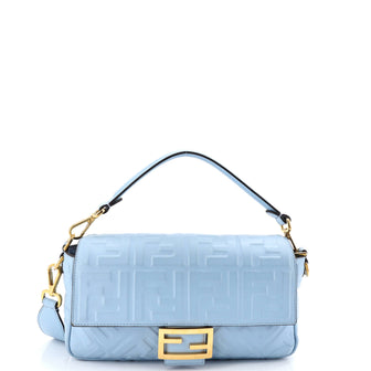 Fendi Baguette NM Bag Zucca Embossed Leather Medium