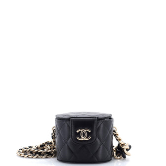 Chanel Resin Elegant Chain Tubular Vanity Case Quilted Lambskin Mini