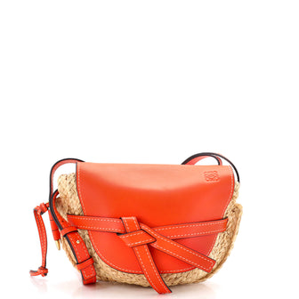 Loewe Gate Shoulder Bag Leather with Raffia Small