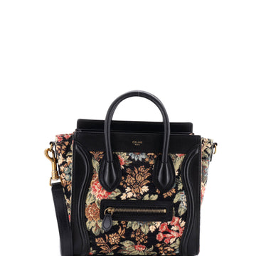 Celine Luggage Bag Printed Jacquard and Leather Nano