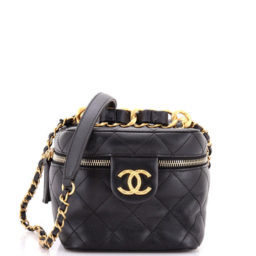 Chanel Chain Bar Vanity Case with Chain Quilted Calfskin Small