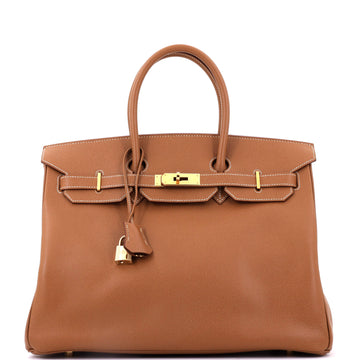 Hermes Birkin Handbag Brown Veau Grain Lisse with Gold Hardware 35