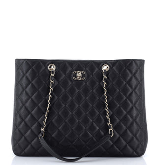 Chanel Classic CC Shopping Tote Quilted Caviar Large