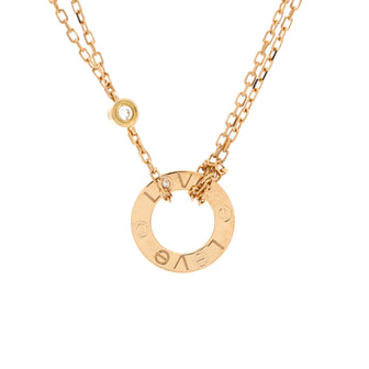 Cartier 2 Diamonds Love Pendant Necklace 18K Yellow Gold and Diamonds