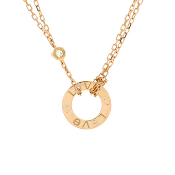 Cartier 2 Diamonds Love Pendant Necklace 18K Yellow Gold and Diamonds