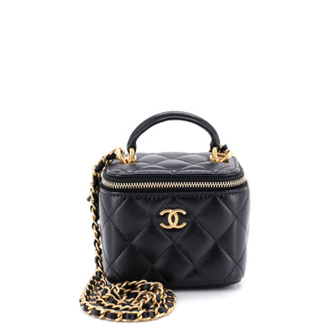 Chanel Classic Top Handle Vanity Case with Chain Quilted Lambskin Mini
