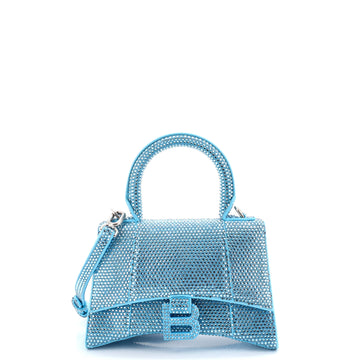 Balenciaga Hourglass Top Handle Bag Suede with Crystals XS