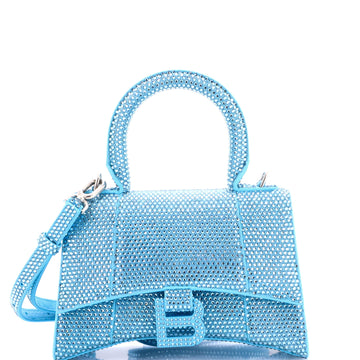 Balenciaga Hourglass Top Handle Bag Suede with Crystals XS