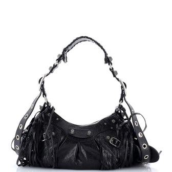 Balenciaga Le Cagole Giant Studs Fringe Shoulder Bag Leather XS