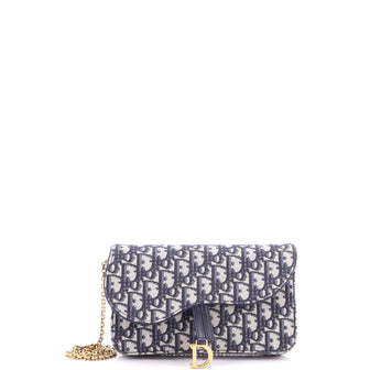 Christian Dior Saddle Pouch Wallet on Chain Oblique Canvas