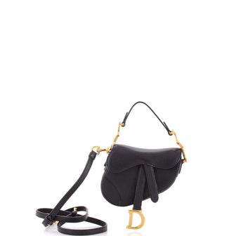 Christian Dior Saddle Handbag with Strap Leather Micro
