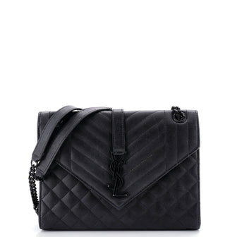 Saint Laurent Classic Monogram Envelope Satchel Mixed Matelasse Leather Medium