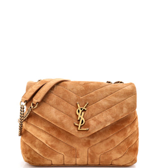 Saint Laurent Loulou Shoulder Bag Matelasse Chevron Suede Small