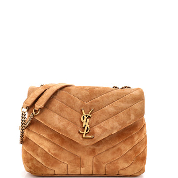Saint Laurent Loulou Shoulder Bag Matelasse Chevron Suede Small