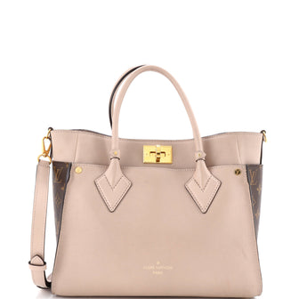 Louis Vuitton On My Side Tote Leather with Monogram Canvas MM