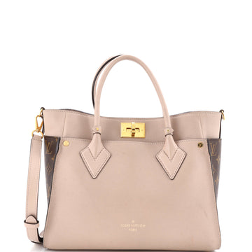 Louis Vuitton On My Side Tote Leather with Monogram Canvas MM