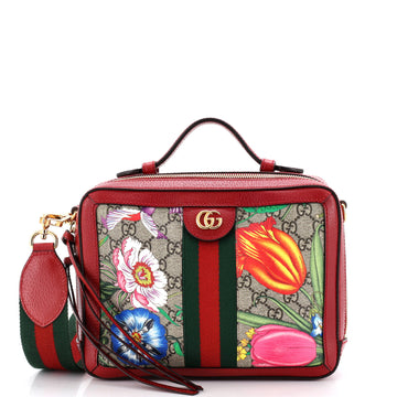 Gucci Ophidia Zip Around Camera Bag Flora GG Coated Canvas Small