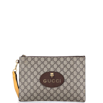 Gucci Neo Vintage Wristlet Pouch GG Coated Canvas