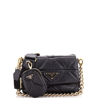 Prada System Flap Shoulder Bag Quilted Nappa Leather Small