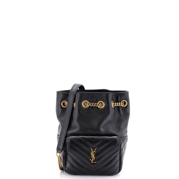 Saint Laurent Joe Bucket Bag Matelasse Chevron Leather Mini