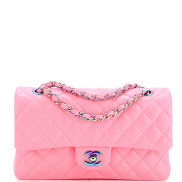 Chanel Classic Double Flap Bag Quilted Caviar with Rainbow Hardware Medium