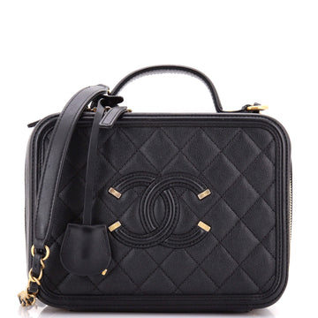 Chanel Filigree Vanity Case Quilted Caviar Medium