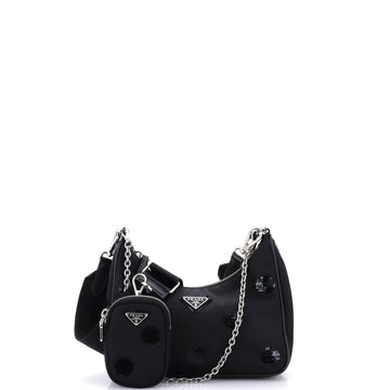 Prada Re-Edition 2005 Shoulder Bag Sequin Embellished Tessuto Small
