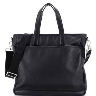 Prada Convertible Front Pocket Briefcase Tote Leather Medium