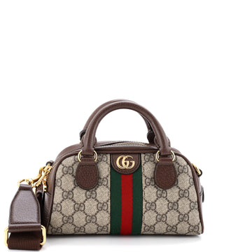 Gucci Ophidia Convertible Boston Top Handle Bag GG Coated Canvas with Leather Mini