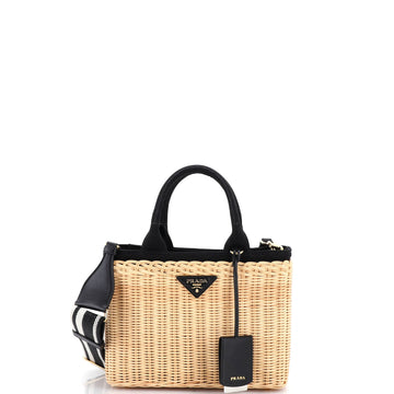 Prada Basket Bag Wicker with Canapa Small