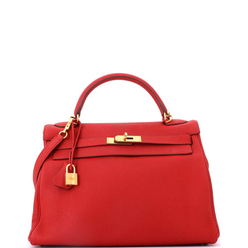 Hermes Kelly Handbag Red Togo with Gold Hardware 32