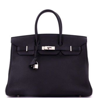 Hermes Birkin Handbag Black Togo with Palladium Hardware 35